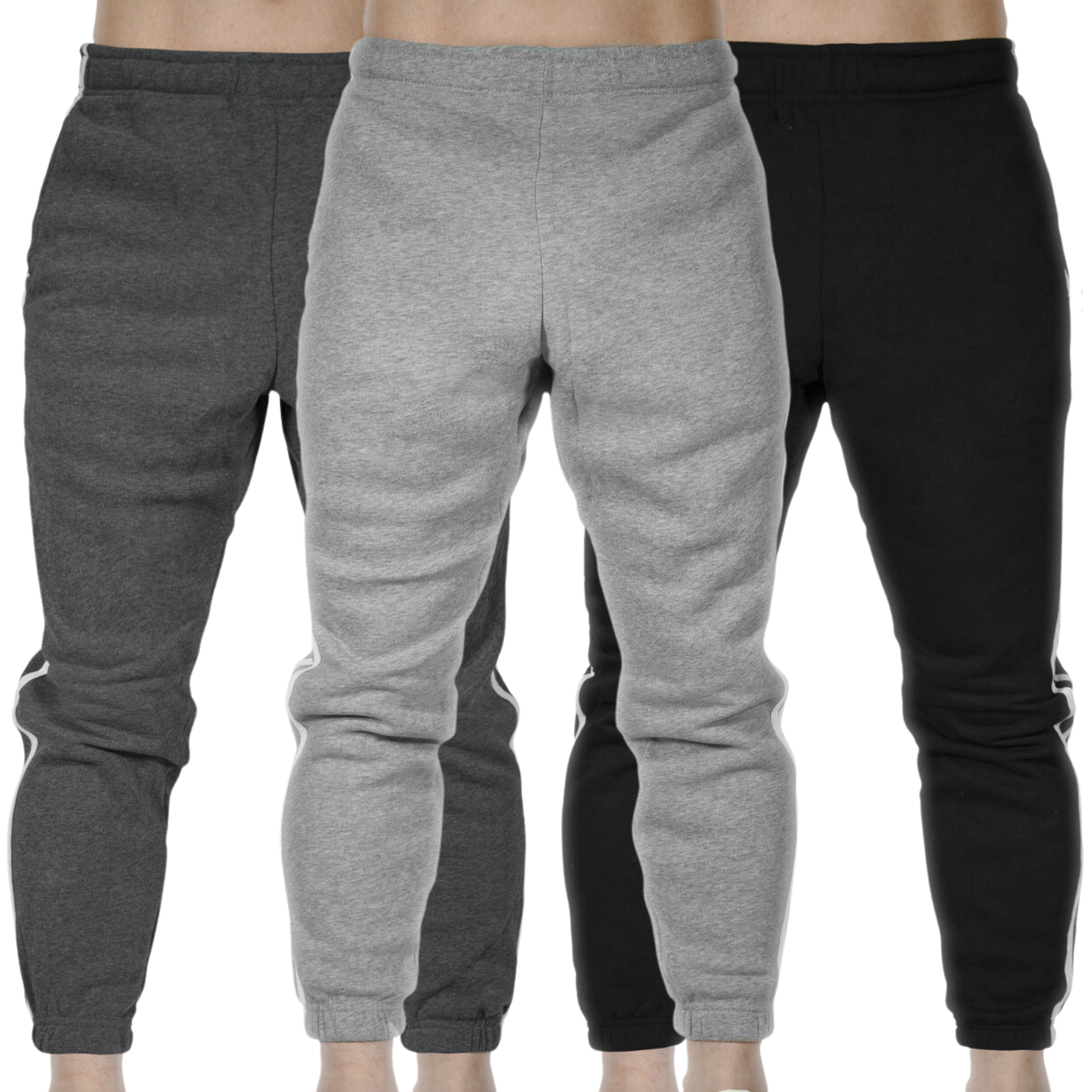 3x Mens Fleece Skinny Track Pants Jogger Gym Casual Sweat Warm - Assorted Colours - XXL Secondary image