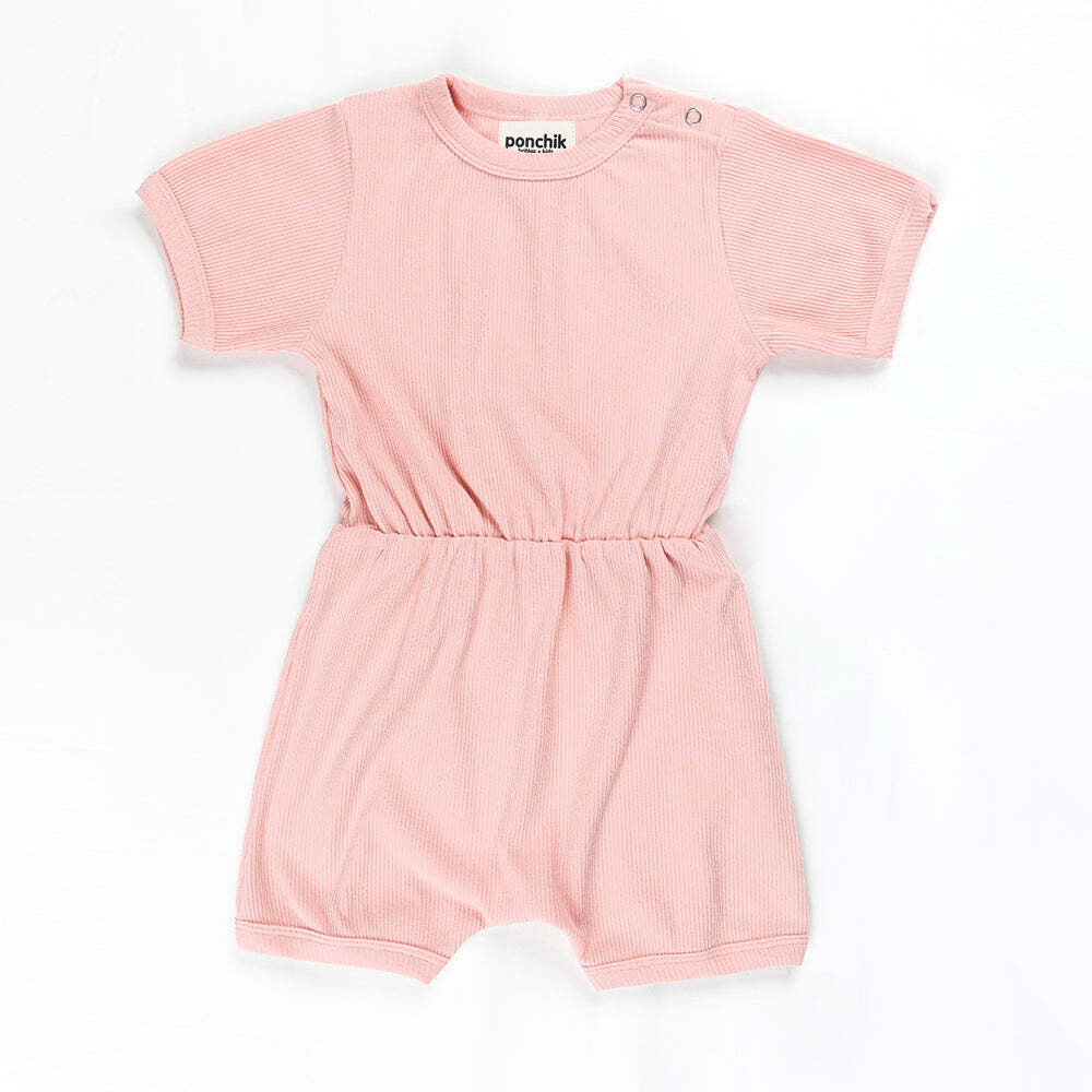 Ponchik Babies + Kids - Ribbed Cotton Romper - Lemonade - 0-3 months Main image
