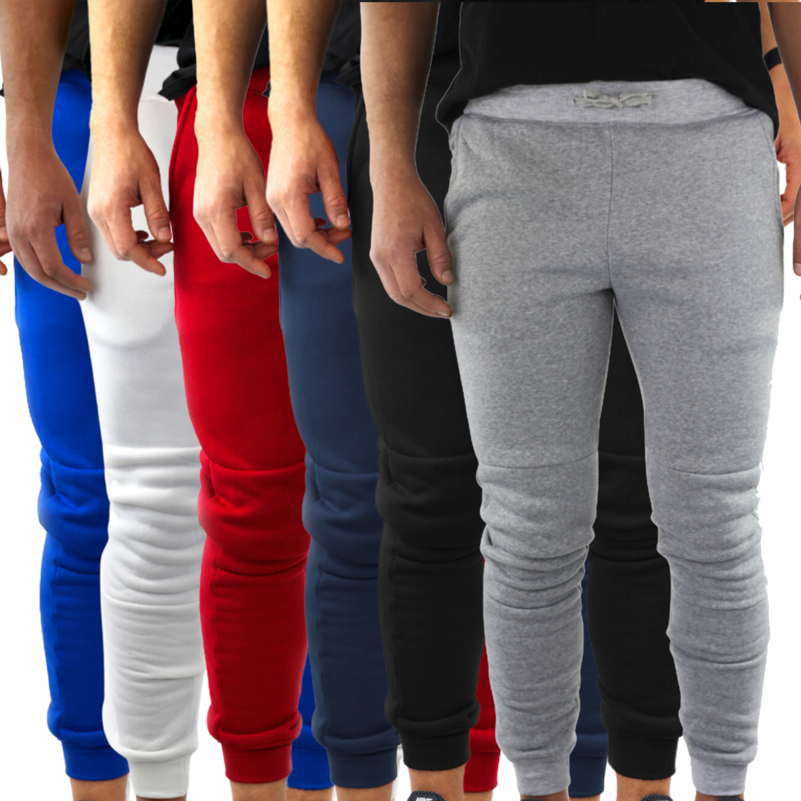3x Mens Fleece Skinny Track Pants Jogger Gym Casual Sweat Warm - Assorted Colours - M Main image