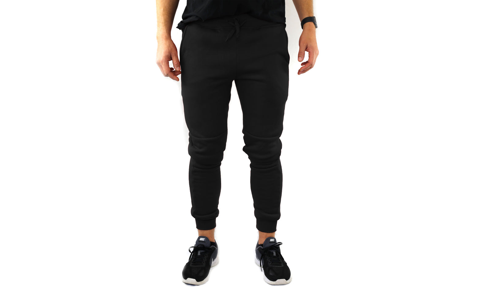 Mens Skinny Track Pants Joggers Trousers Gym Casual Sweat Cuffed Slim Trackies Fleece - Black - 3XL Main image