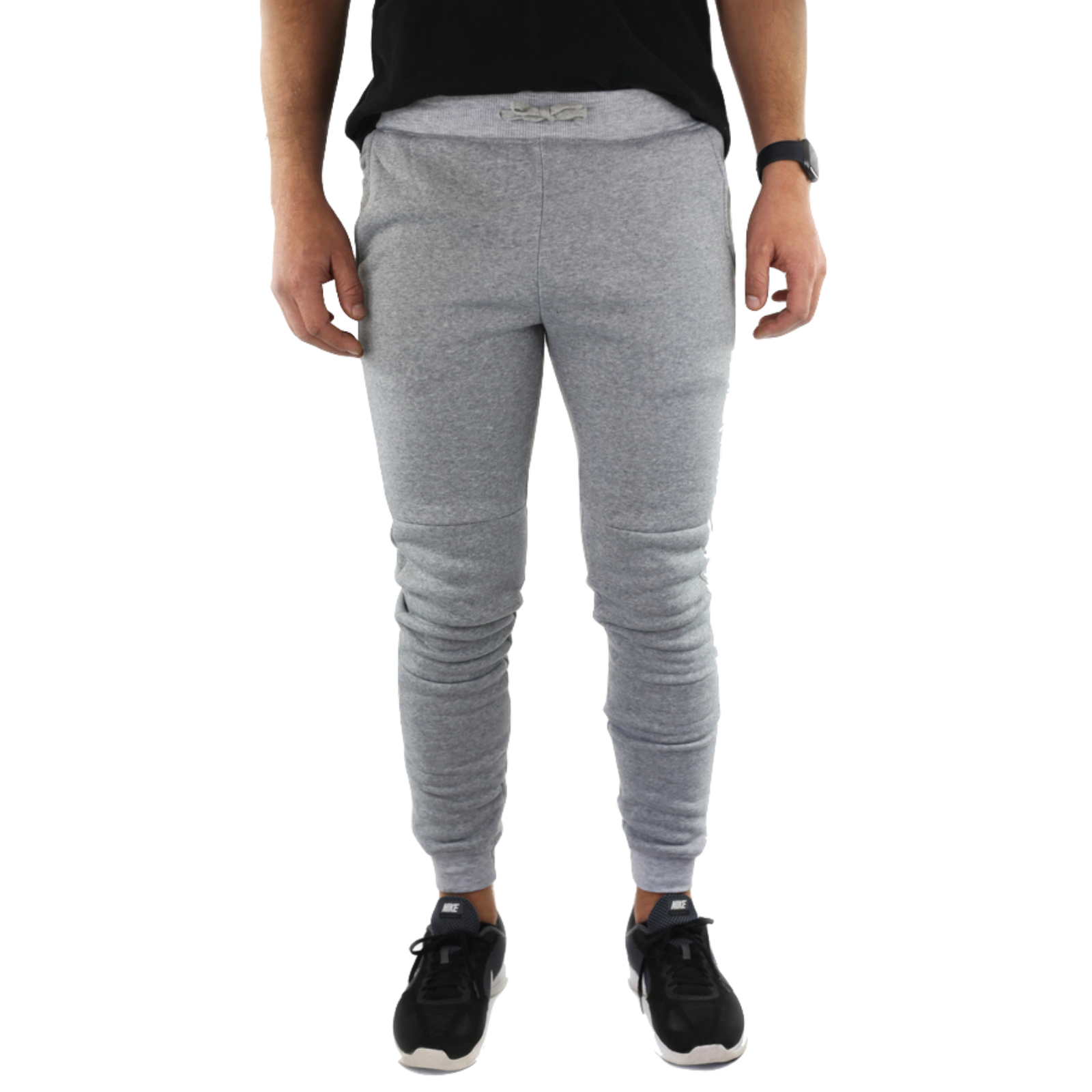 Mens Skinny Track Pants Joggers Trousers Gym Casual Sweat Cuffed Slim Trackies Fleece - Heather Grey - XXL Main image