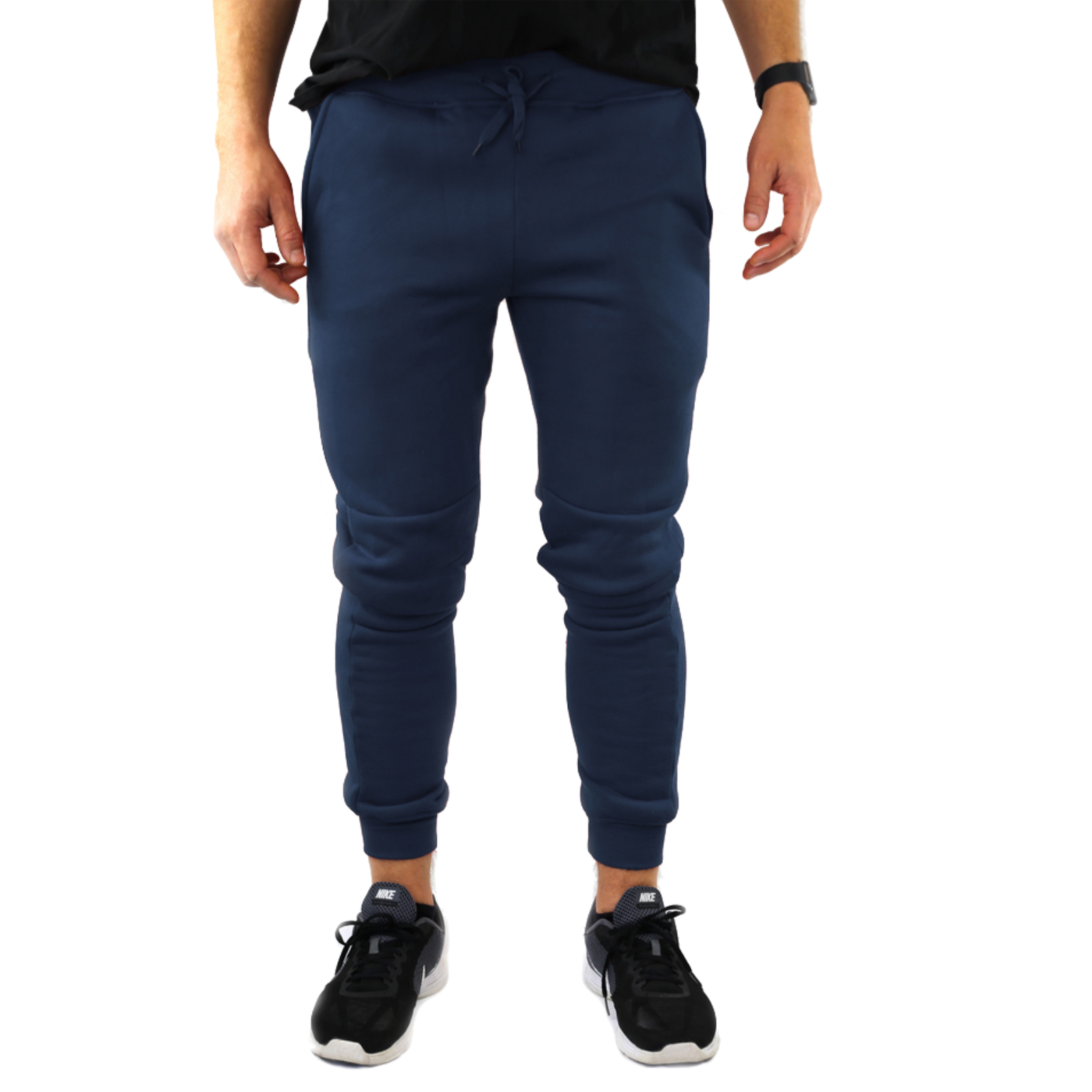 Mens Skinny Track Pants Joggers Trousers Gym Casual Sweat Cuffed Slim Trackies Fleece - Navy - 3XL Secondary image