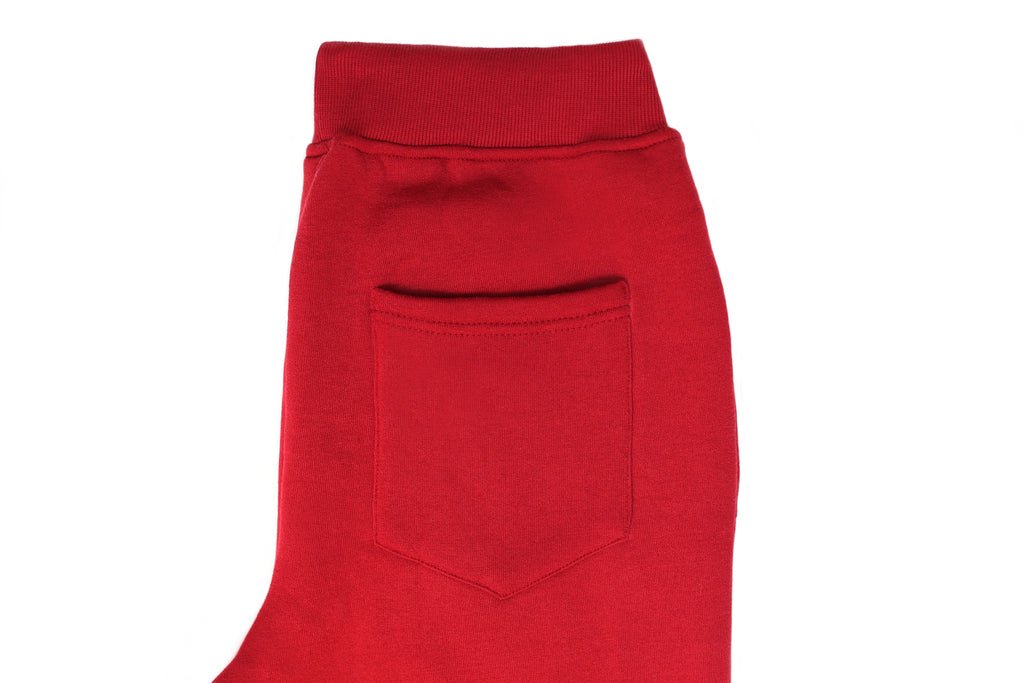 Mens Skinny Track Pants Joggers Trousers Gym Casual Sweat Cuffed Slim Trackies Fleece - Red - XXL