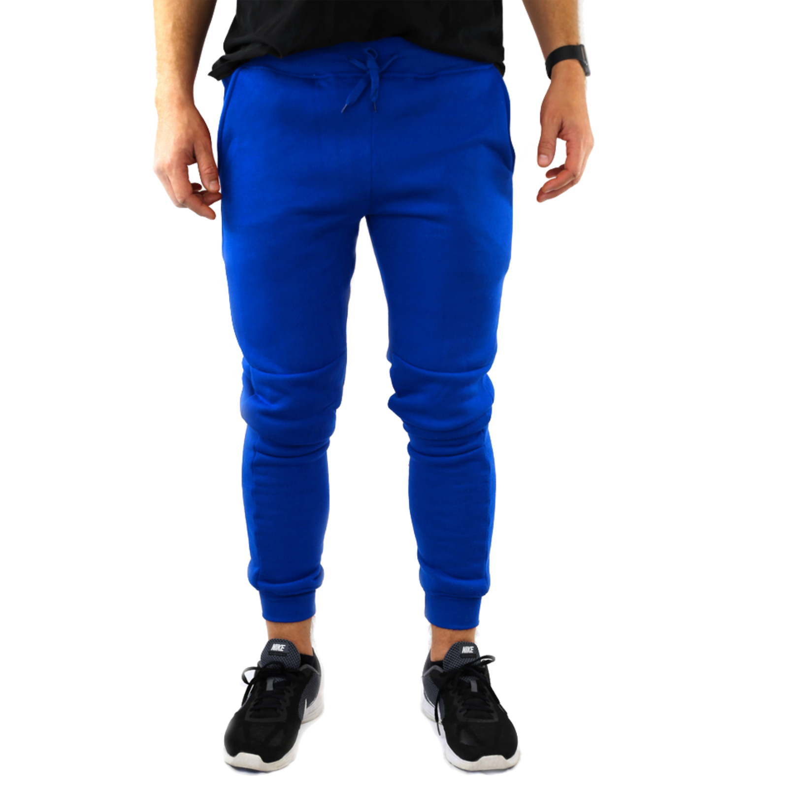 Mens Skinny Track Pants Joggers Trousers Gym Casual Sweat Cuffed Slim Trackies Fleece - Royal Blue - XL Main image