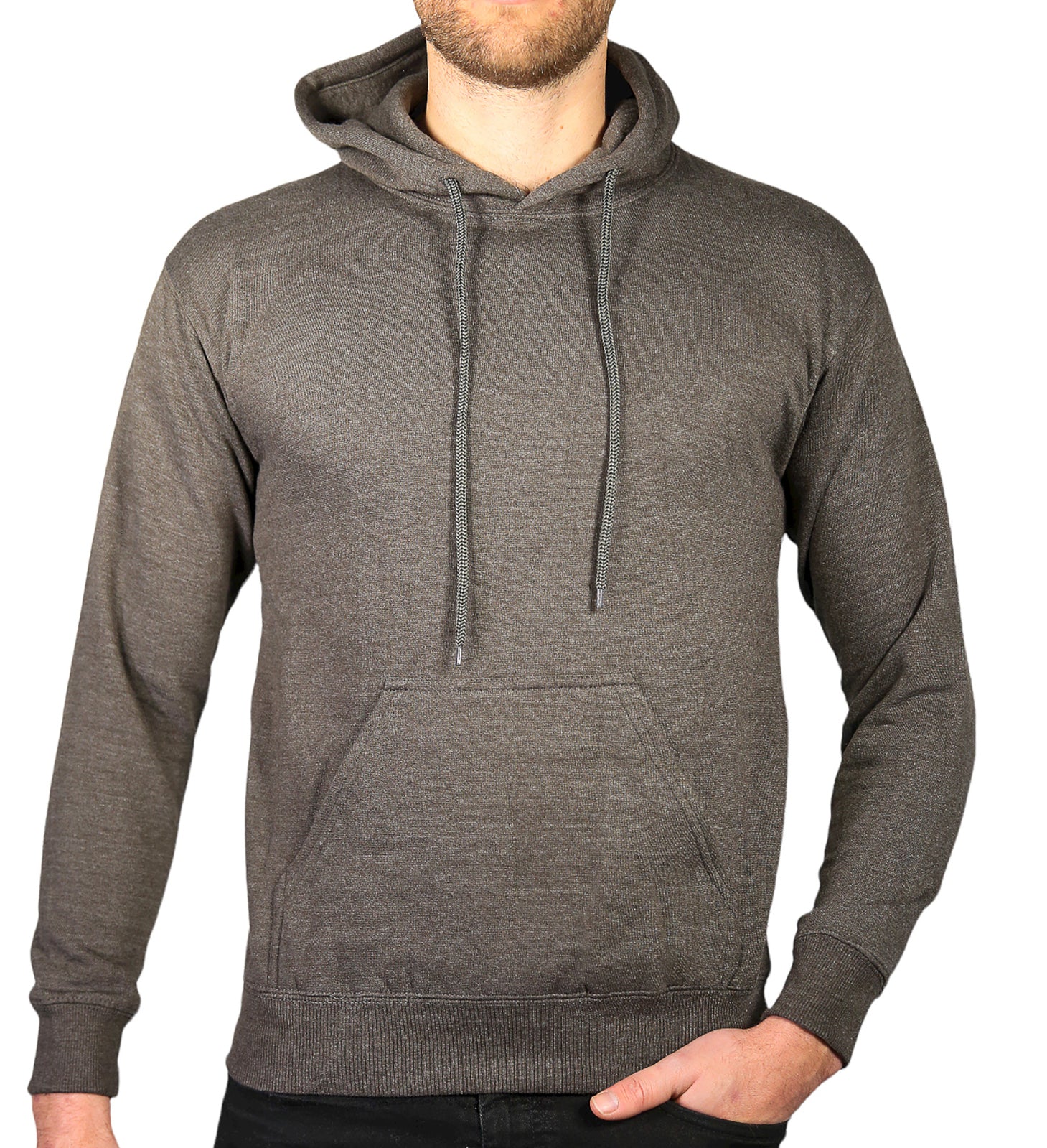 Adult Mens 100% Cotton Fleece Hoodie Jumper Pullover Sweater Warm Sweatshirt - Charcoal Grey - S Main image