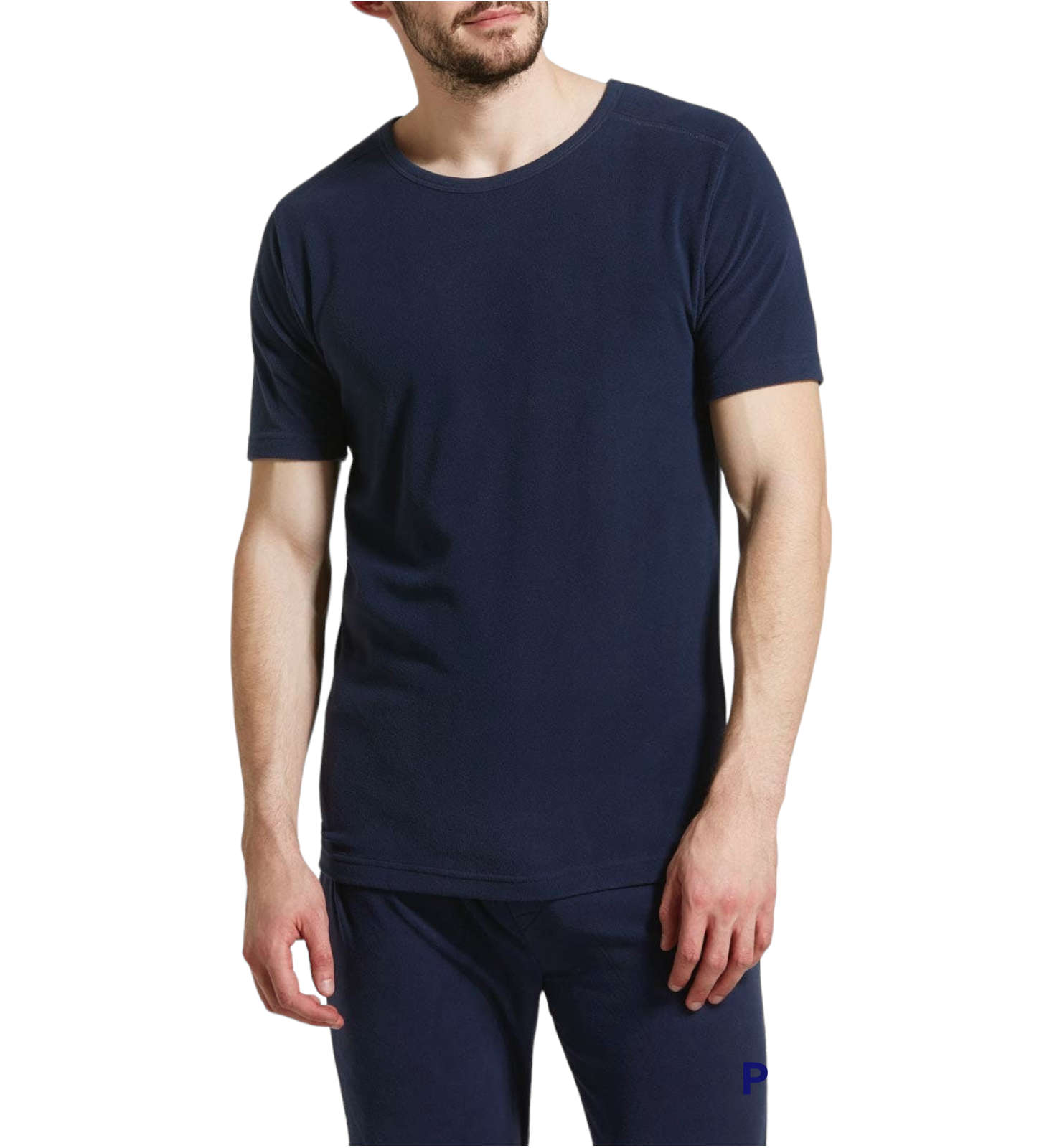 Mens Thermal Short Sleeve Top Microfleece Baselayer Underwear T Shirt - Navy - S Secondary image