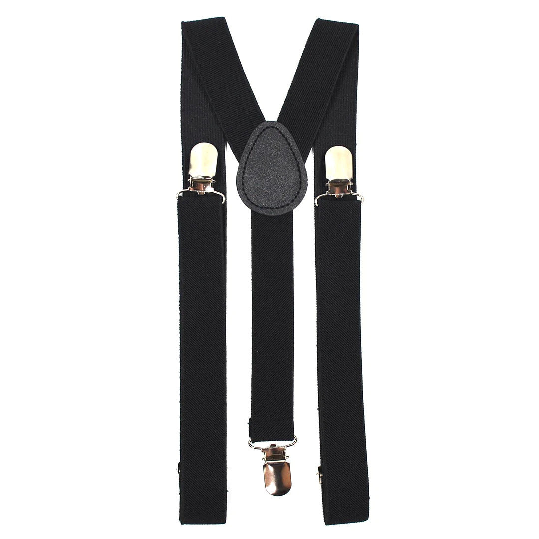 Mens Suspenders Braces Adjustable Strong Clip On Elastic Formal Wedding Slim - Black Main image