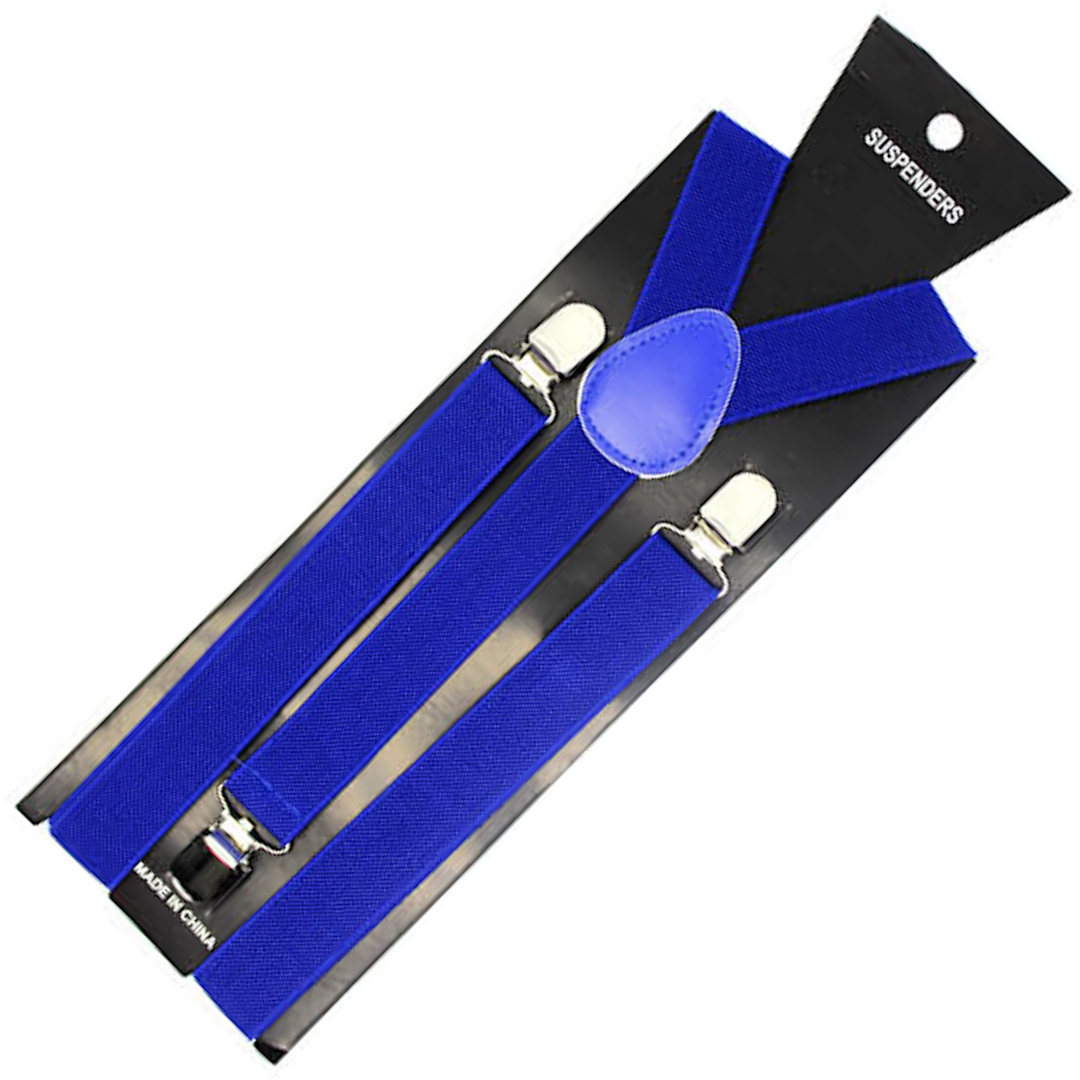 Mens Suspenders Braces Adjustable Strong Clip On Elastic Formal Wedding Slim - Blue Main image