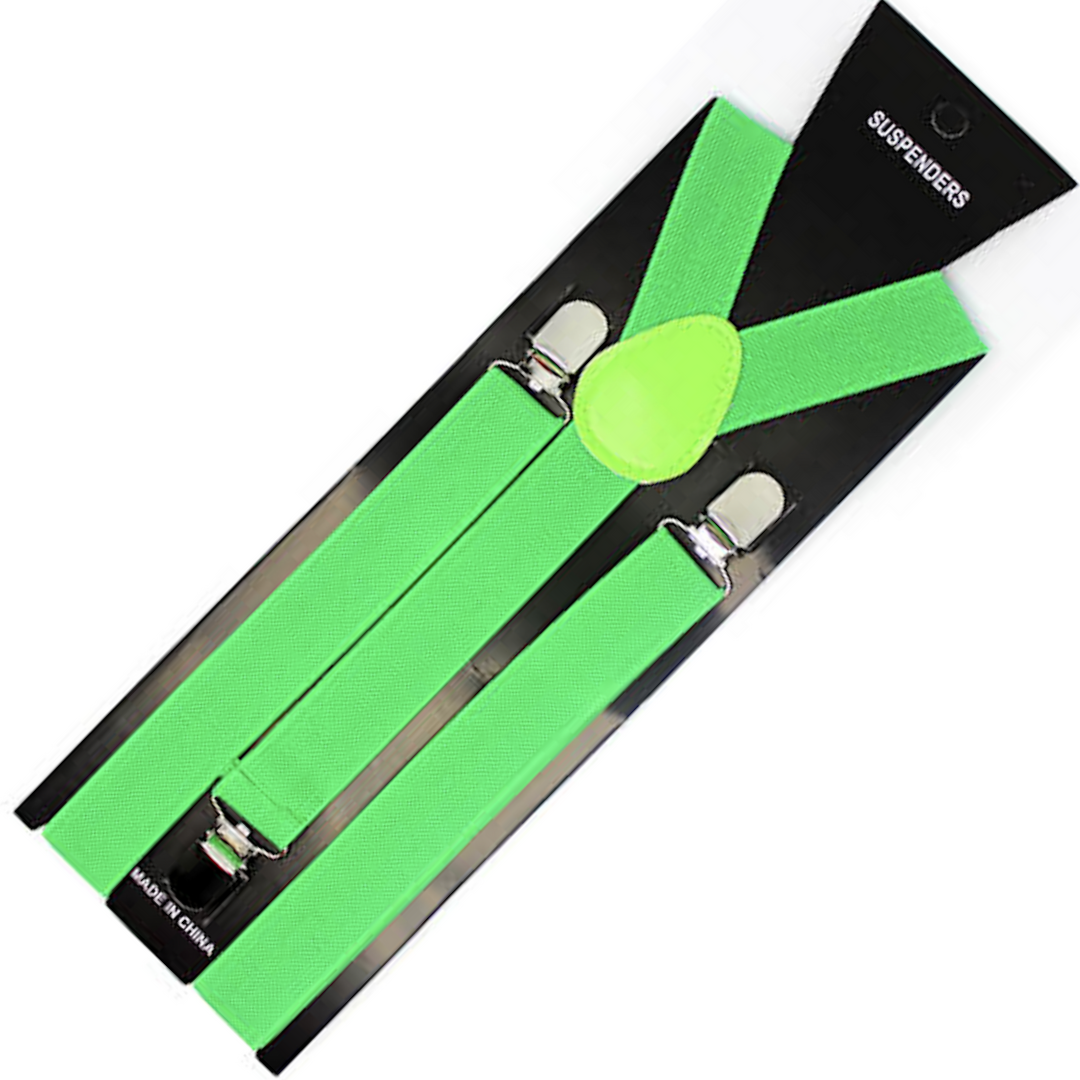 Mens Suspenders Braces Adjustable Strong Clip On Elastic Formal Wedding Slim - Dark Green Main image