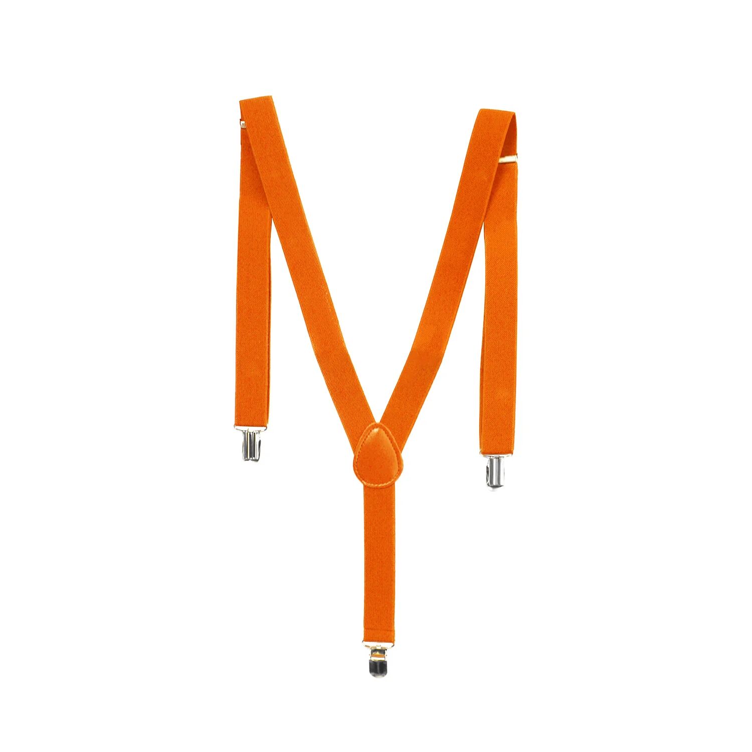Mens Suspenders Braces Adjustable Strong Clip On Elastic Formal Wedding Slim - Fluro Orange Secondary image
