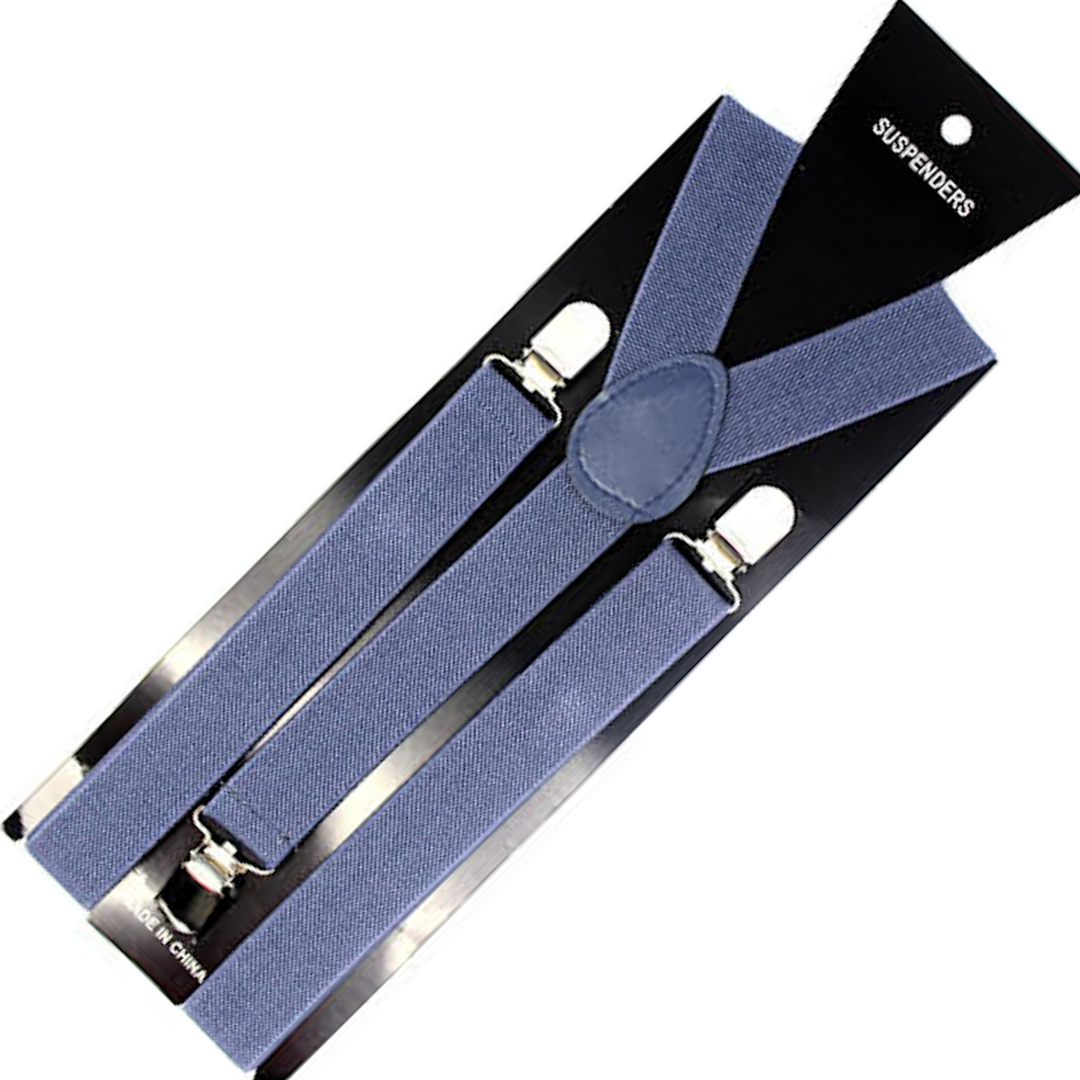 Mens Suspenders Braces Adjustable Strong Clip On Elastic Formal Wedding Slim - Grey Main image