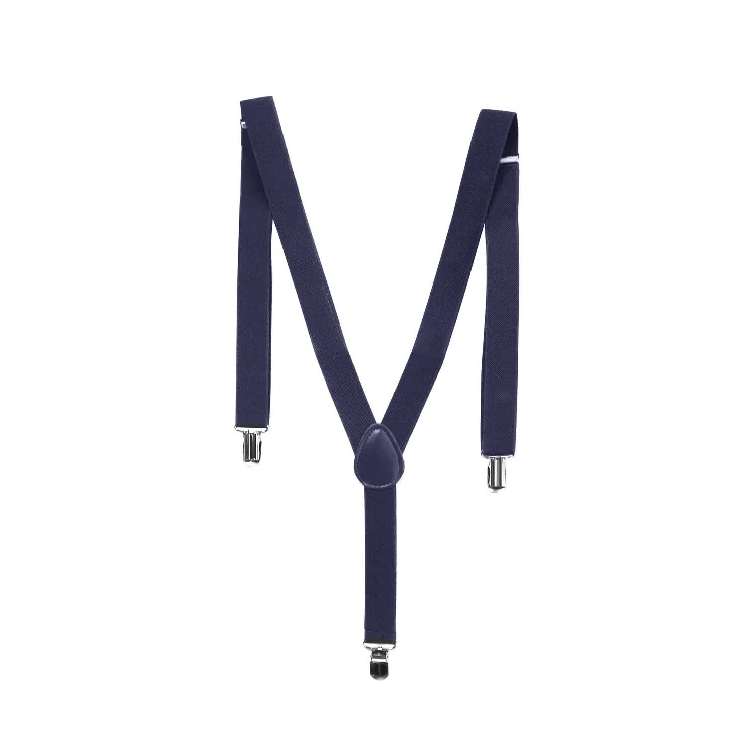 Mens Suspenders Braces Adjustable Strong Clip On Elastic Formal Wedding Slim - Grey