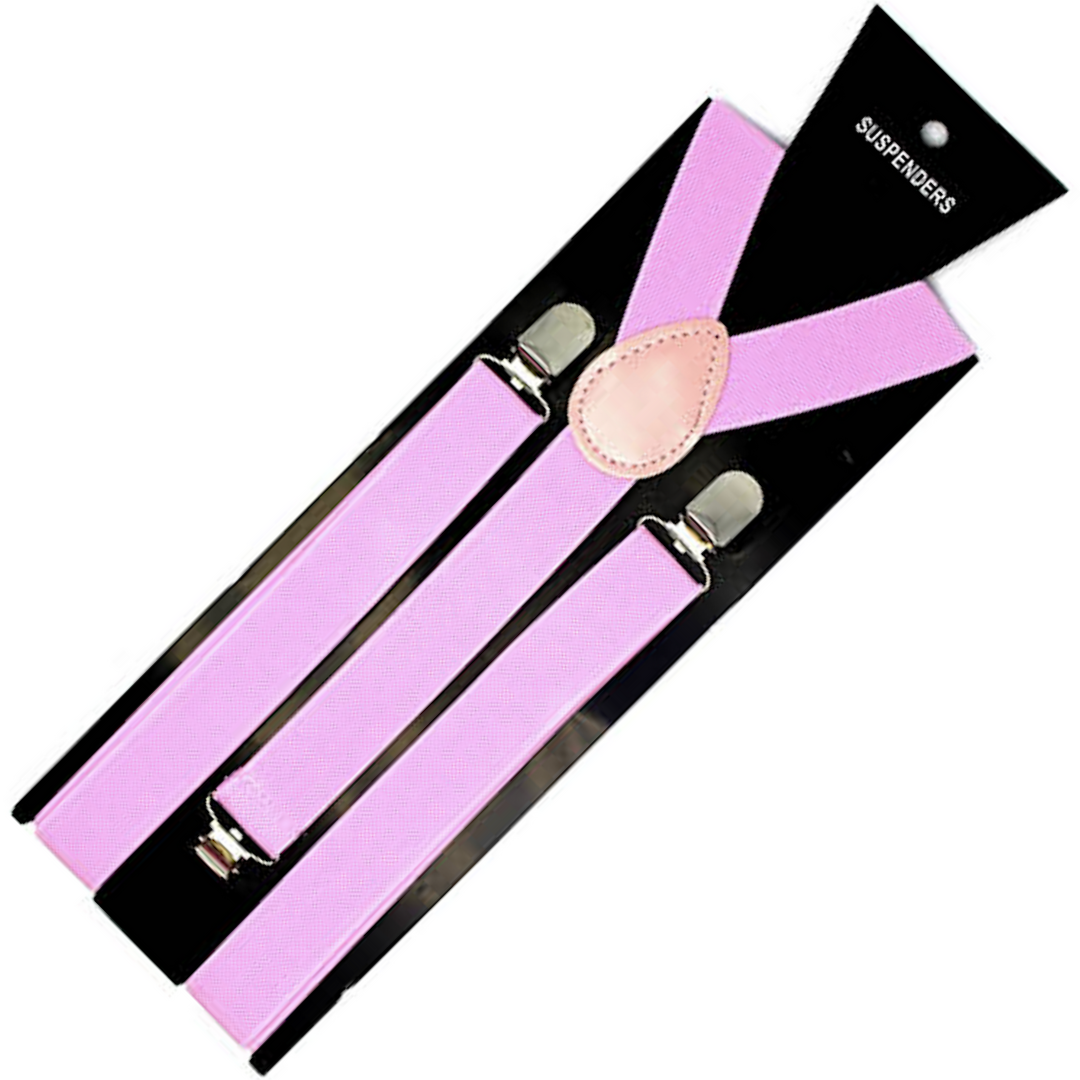 Mens Suspenders Braces Adjustable Strong Clip On Elastic Formal Wedding Slim - Lilac Secondary image