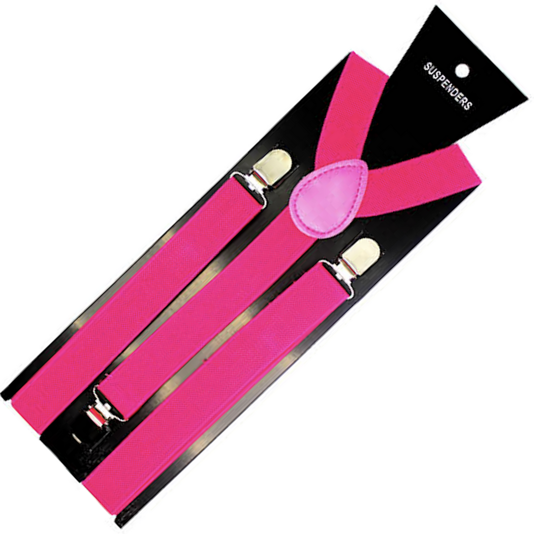 Mens Suspenders Braces Adjustable Strong Clip On Elastic Formal Wedding Slim - Magenta Secondary image