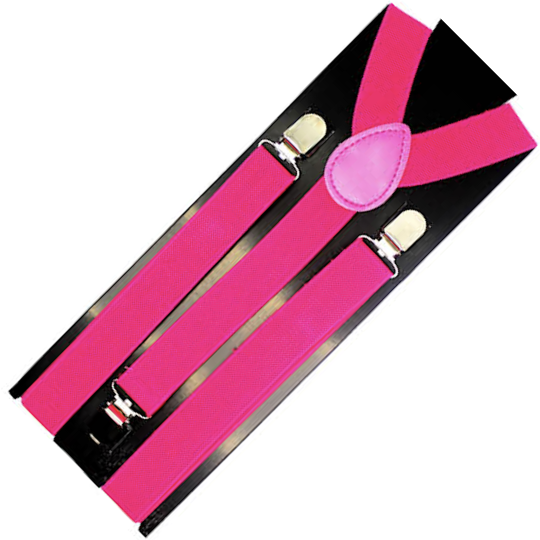 Mens Suspenders Braces Adjustable Strong Clip On Elastic Formal Wedding Slim - Pink Main image