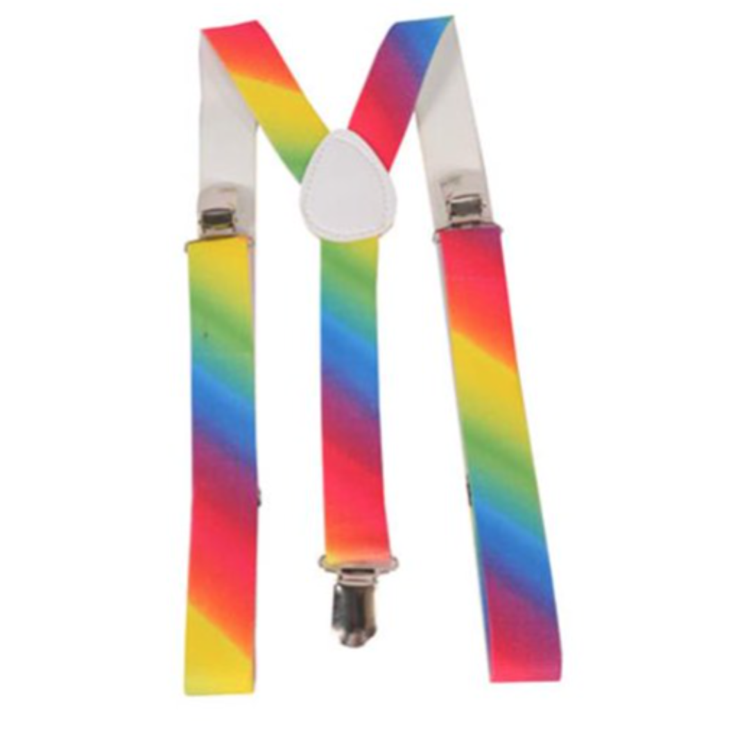 Mens Suspenders Braces Adjustable Strong Clip On Elastic Formal Wedding Slim - Rainbow Main image