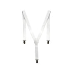 Mens Suspenders Braces Adjustable Strong Clip On Elastic Formal Wedding Slim - White