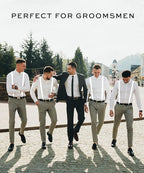 Mens Suspenders Braces Adjustable Strong Clip On Elastic Formal Wedding Slim - White