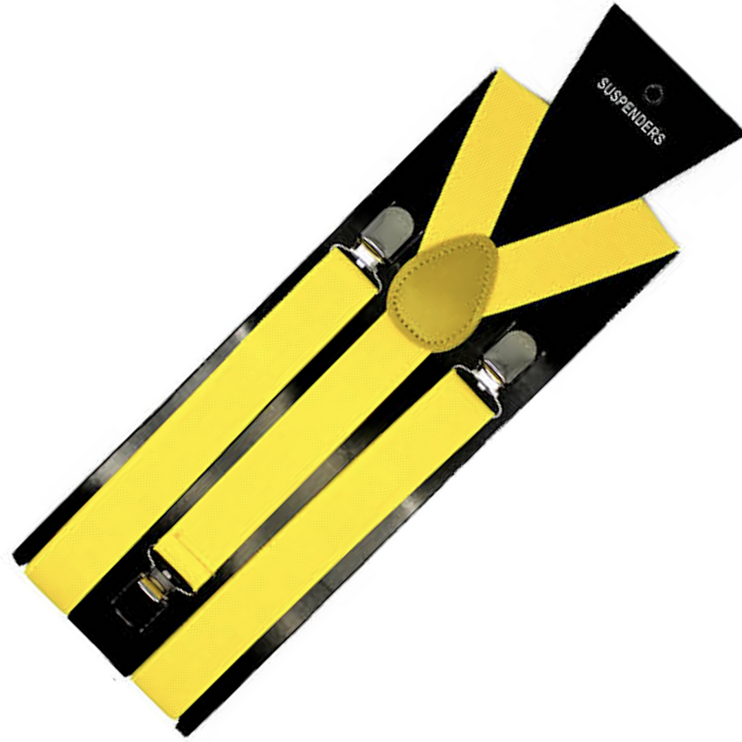 Mens Suspenders Braces Adjustable Strong Clip On Elastic Formal Wedding Slim - Yellow Main image