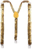 SEQUIN SUSPENDERS Unisex Adjustable Braces Clip On Elastic Y-Back  - Gold