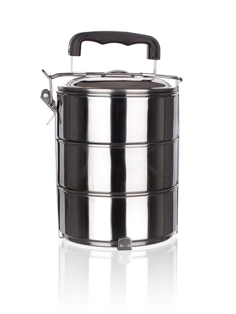 Stackable 3-Tier Stainless Steel Lunch Bento Box Tiffin Storage Pot - 23cm x 15cm Main image