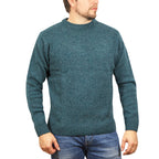 100% SHETLAND WOOL CREW Round Neck Knit JUMPER Pullover Mens Sweater Knitted - Sherwood (32) - 6XL