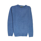 100% SHETLAND WOOL CREW Round Neck Knit JUMPER Pullover Mens Sweater Knitted - Sky (40) - 5XL