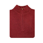 100% SHETLAND WOOL Half Zip Up Knit JUMPER Pullover Mens Sweater Knitted - Burgundy (97) - M