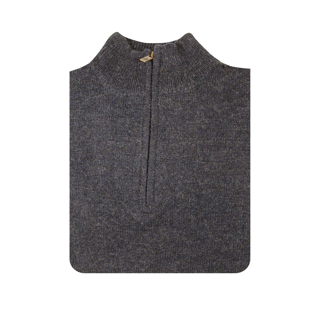 100% SHETLAND WOOL Half Zip Up Knit JUMPER Pullover Mens Sweater Knitted - Denim Blue (45) - 5XL