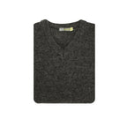 100% Shetland Wool V Neck Knit Jumper Pullover Mens Sweater Knitted - Charcoal (29) - 6XL