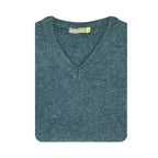 100% Shetland Wool V Neck Knit Jumper Pullover Mens Sweater Knitted - Sherwood (32) - XL