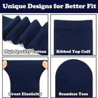 1x Pair School Uniform Knee High Socks Cotton Rich Girls Boys Kids - Navy - 2-8 (10-12 Years Old)