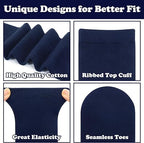 12x Pairs School Uniform Knee High Socks Cotton Rich Girls Boys Kids Bulk - Navy - 9-12 (5-8 Years Old)