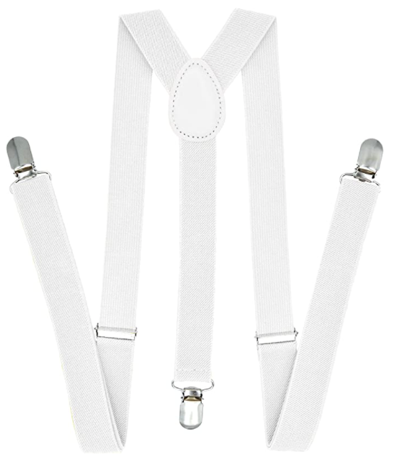 35mm WIDE SUSPENDERS Mens Adjustable Braces Clip On Trouser Elastic Y-Back - White Secondary image