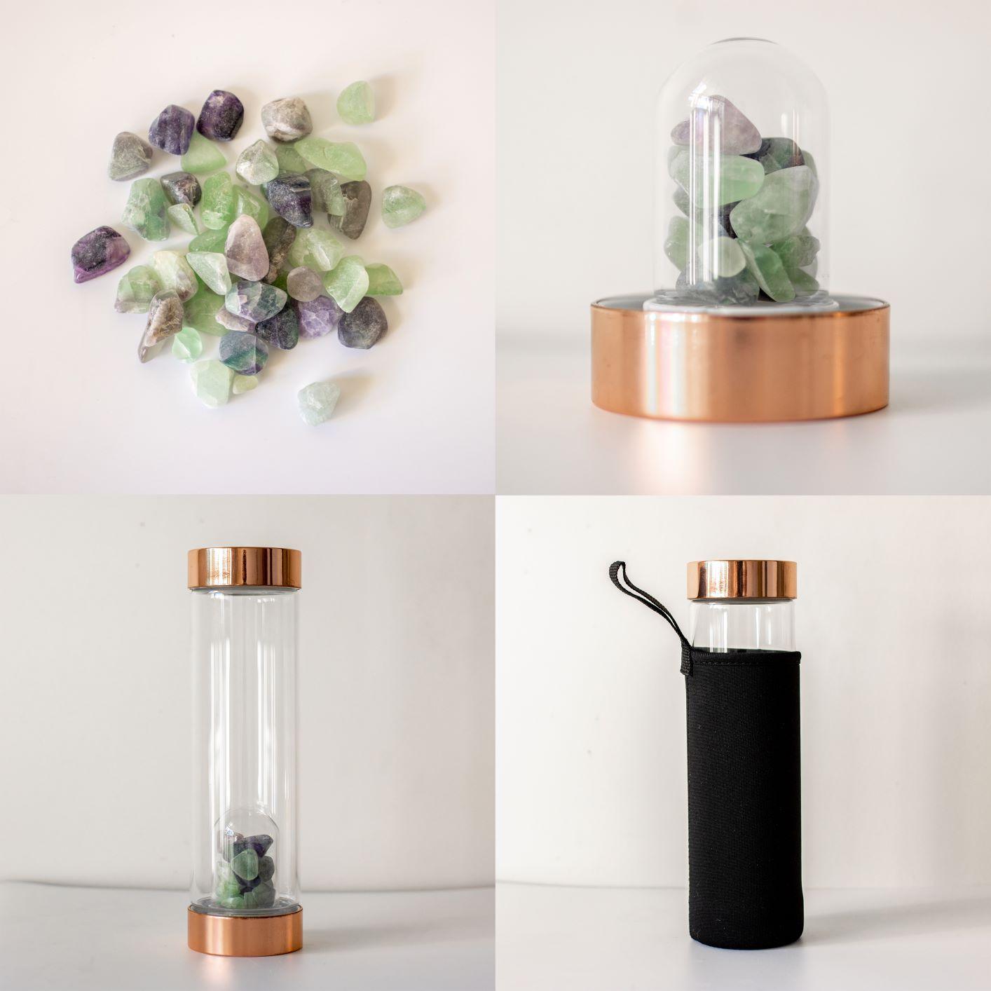 Rose Gold Crystal Drinking Bottle - 550ml with Gemstone Pod Main image