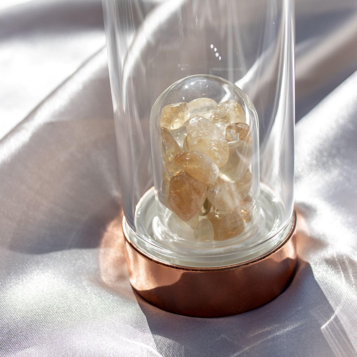 Rose Gold Crystal Drinking Bottle - 550ml with Gemstone Pod Main image