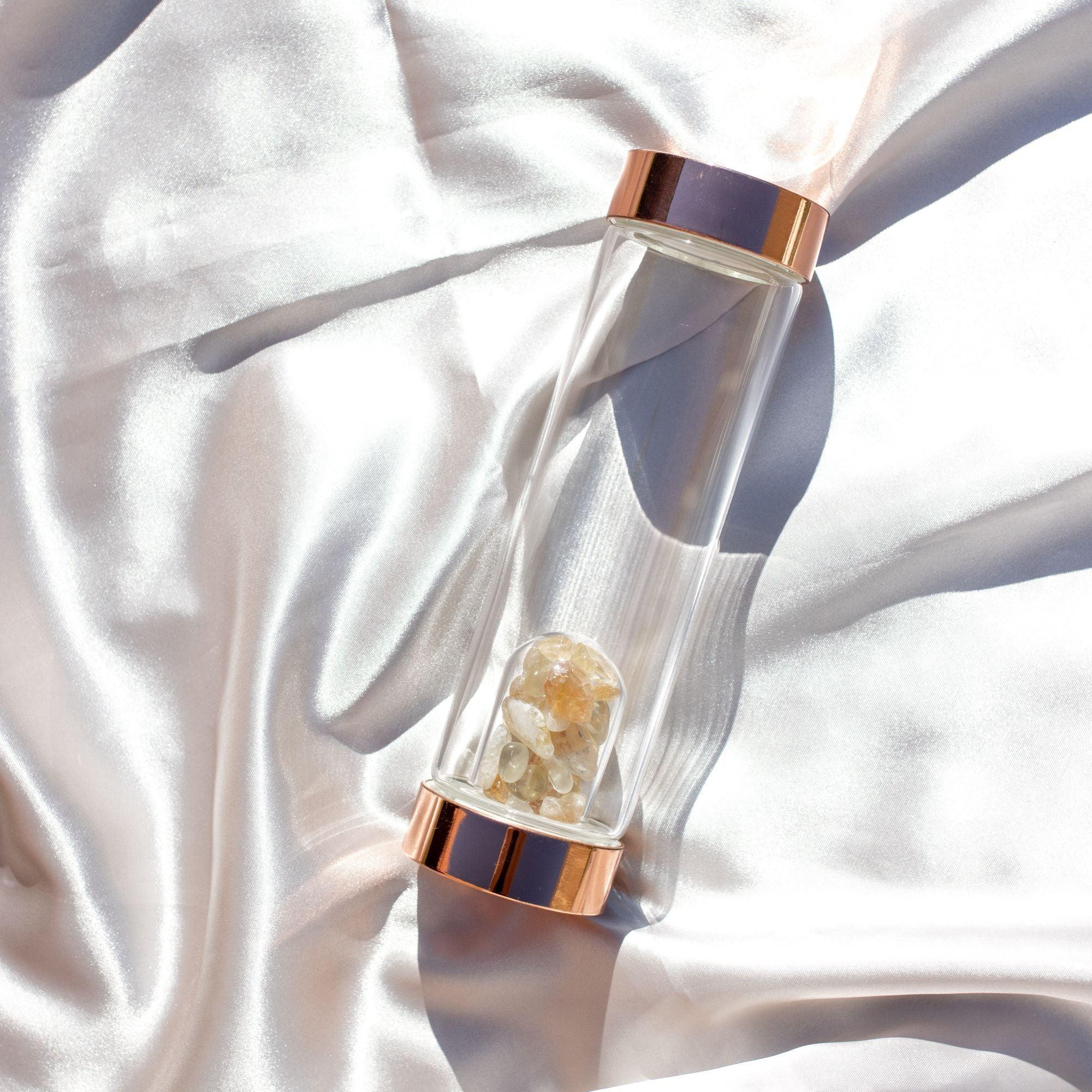 Rose Gold Crystal Drinking Bottle - 550ml with Gemstone Pod Main image