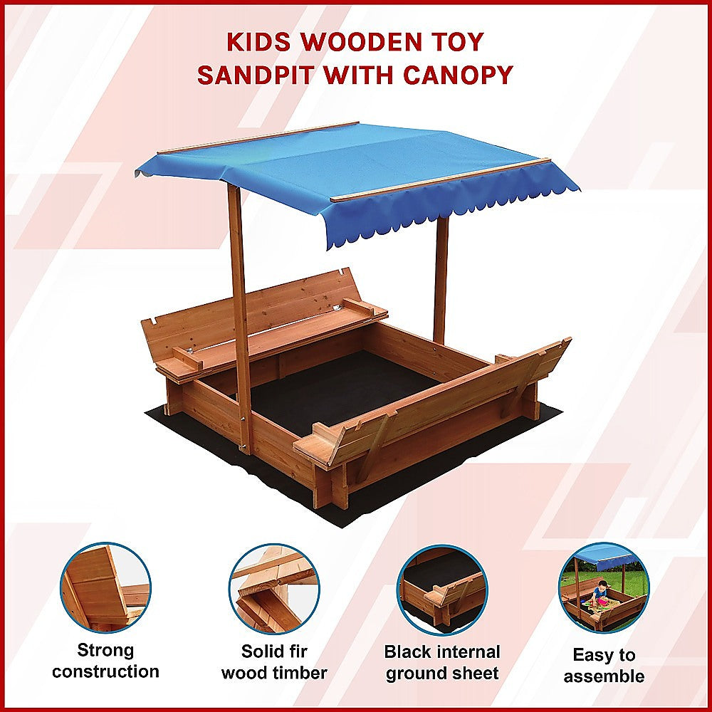 Kids Wooden Toy Sandpit with Canopy Secondary image