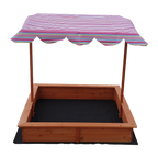 Kids Wooden Toy Sandpit with Adjustable Canopy