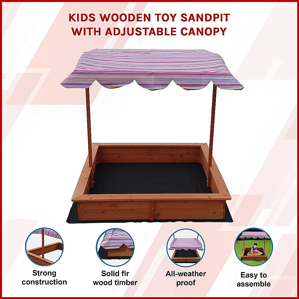 Kids Wooden Toy Sandpit with Adjustable Canopy Secondary image