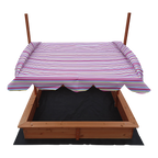 Kids Wooden Toy Sandpit with Adjustable Canopy