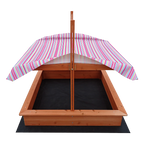 Kids Wooden Toy Sandpit with Adjustable Canopy