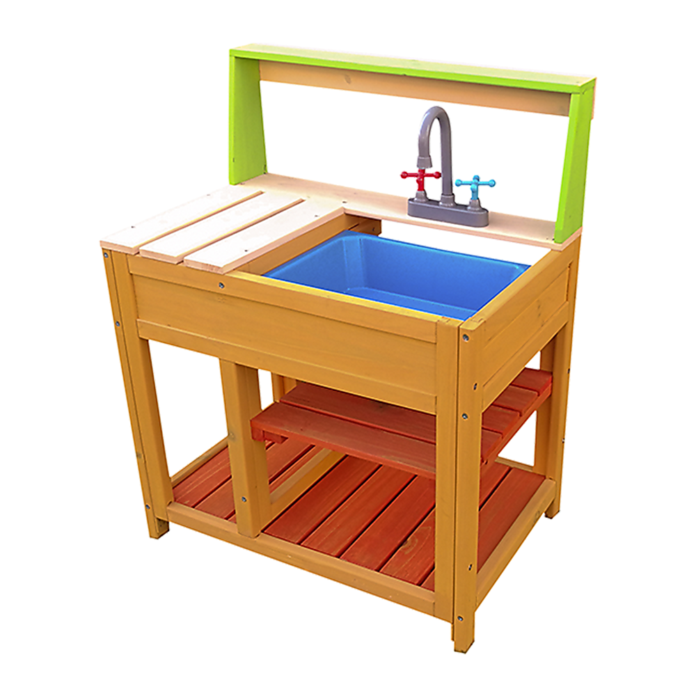 Childrens Outdoor Play Mud Kitchen Sand Pit with Display Shelf Main image