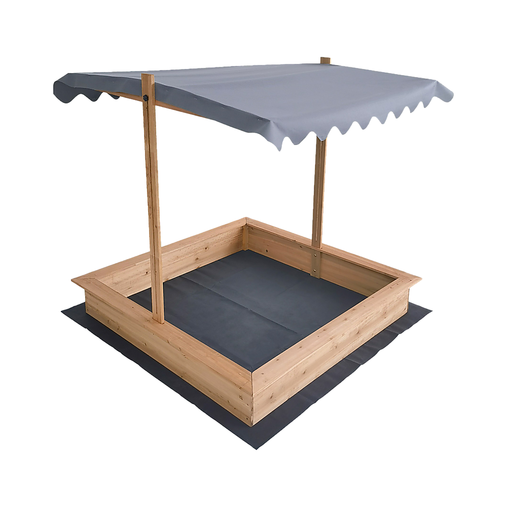 Kids Wooden Toy Sandpit with Adjustable Canopy Main image