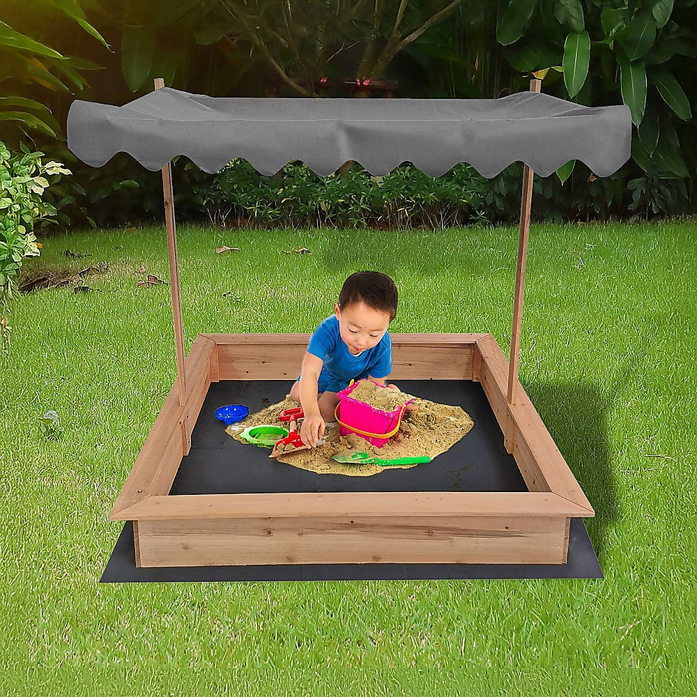 Kids Wooden Toy Sandpit with Adjustable Canopy Secondary image