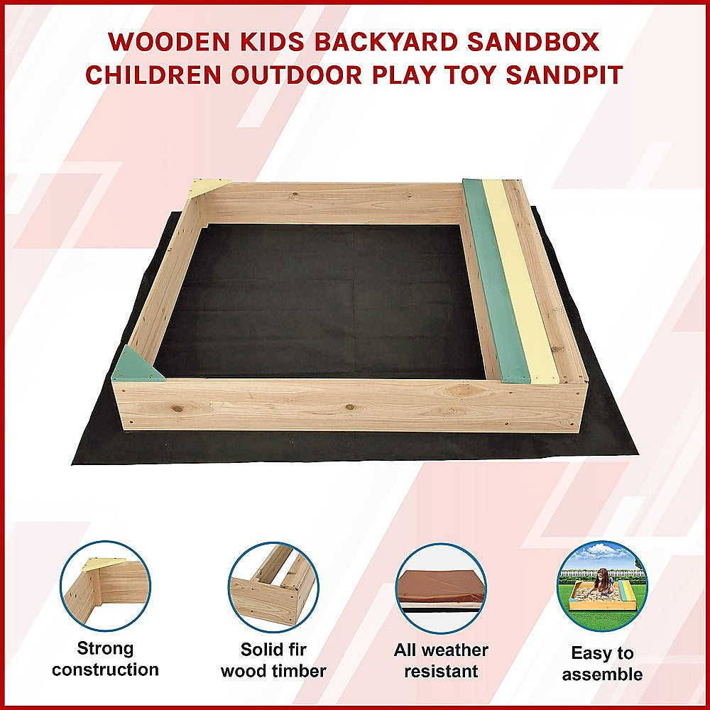 Wooden Kids Backyard Sandbox Children Outdoor Play Toy Sandpit Secondary image