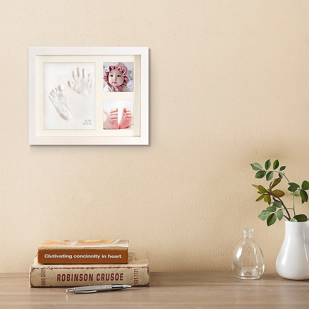 Baby Hand & Foot Print Clay Cast Kit Photo Picture Frame Christening Gift Secondary image