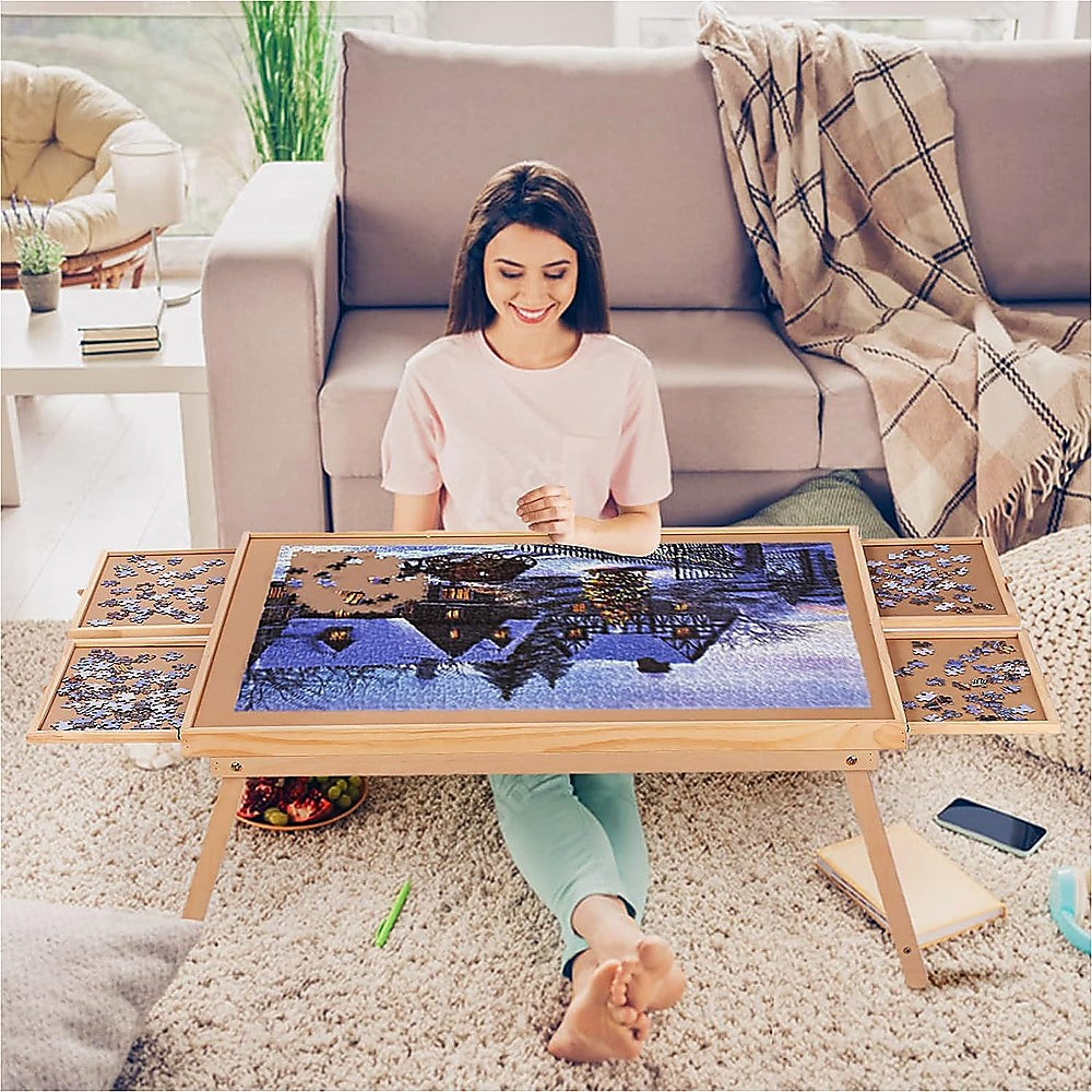1500 Piece Puzzle Board, 70cm x 90cm Wooden Jigsaw Puzzle Table with Legs Secondary image