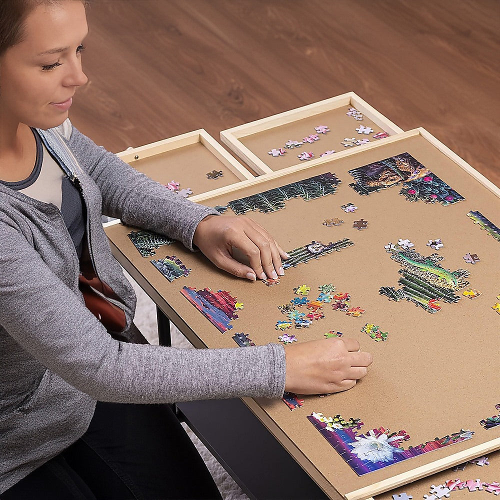 1500 Piece Rotating Wooden Jigsaw Puzzle Table 6 Drawers Board Secondary image