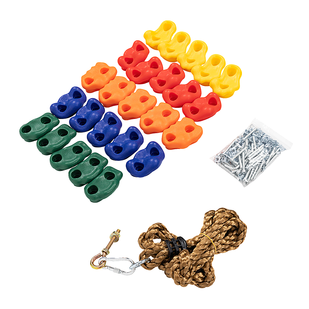 Jungle Gym Rock Climbing Holds Kids Wall Mounting Hardware Knotted Rope 25 Handles Playground Main image